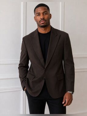 NWT Lineage Classic Men's Brown Blazer - Tailored Single-Breasted Jacket size 48